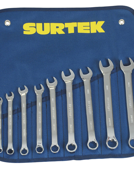 Surtek Juego 9 llaves comb pulido espejo 12 puntas métricas