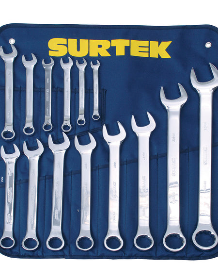 Surtek Juego 14 llaves comb pulido espejo 12 puntas métricas