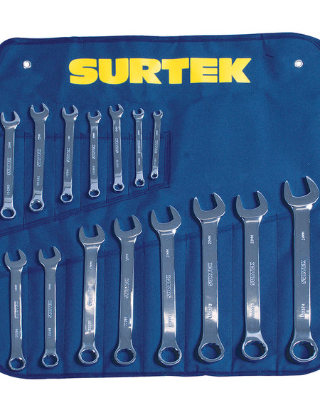 Surtek Juego 15 llaves comb pulido espejo 12 puntas métricas