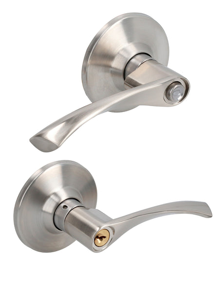 Manija curva tubular, níquel satín, recámara/entrada Prolok.