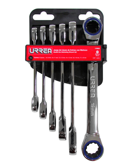 Juego de 6 llaves de estrías de matraca métrico Urrea