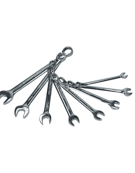 Jgo 8 llaves combinadas métricas pulido espejo rack Urrea