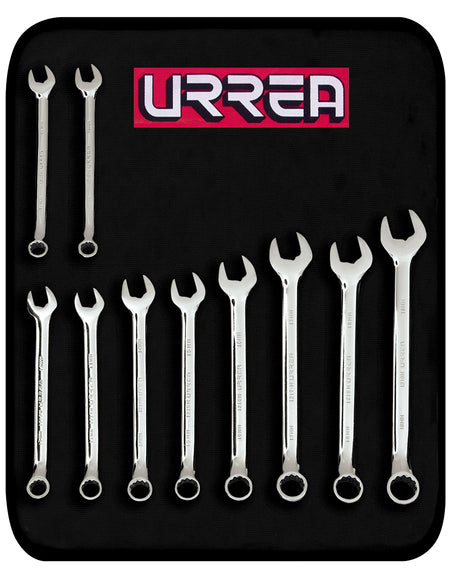 Juego 10 llaves combinadas pulido espejo 12 puntas met Urrea
