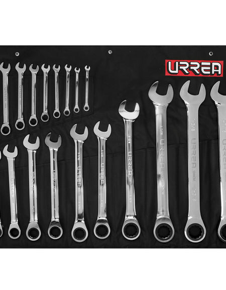 Juego de 19 llaves combinadas matraca en pulgadas Urrea