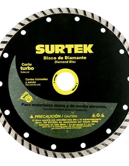 Disco de diamante corte turbo 4 1/2" Surtek
