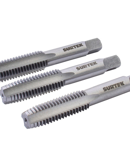 Juego de 3 machuelos de acero al carbón 1/4" - 20NC Surtek