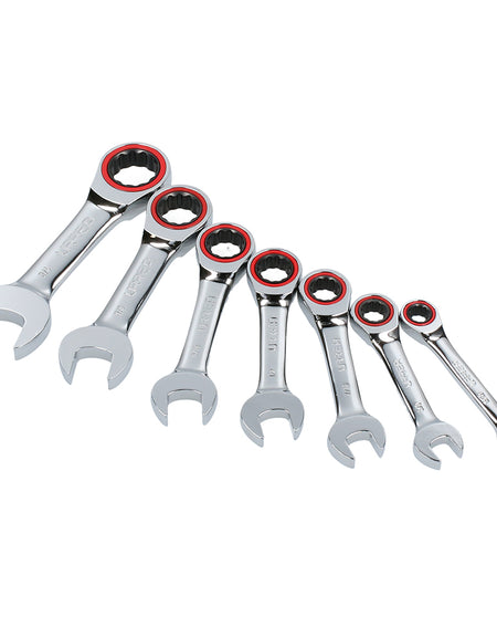 Jgo 7 llaves combinadas cortas matraca flexibles inch Urrea