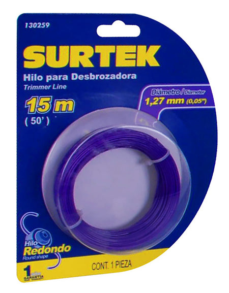 Nylon para desbrozadora en blíster 1.27mm x 15 mt Surtek