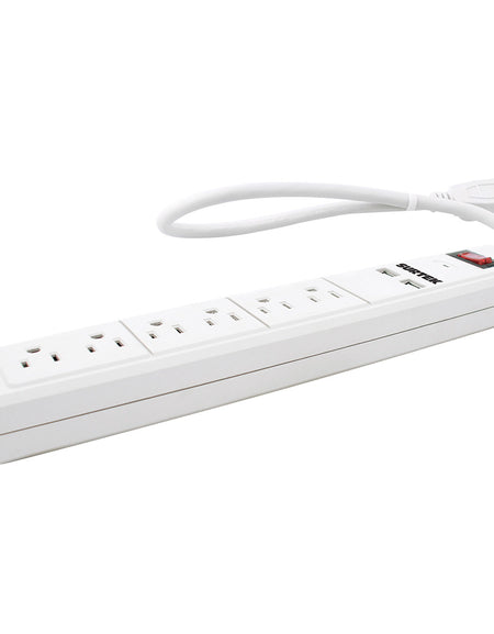 Multicontacto barra 6 entradas 2 puertos USB Surtek