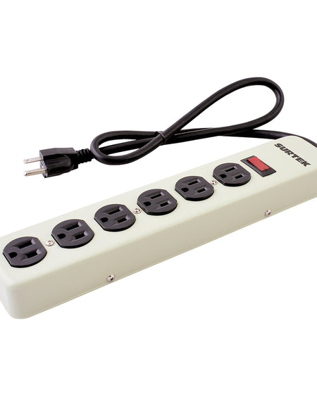 Surtek Supresor de picos metálico 6 entradas 600J