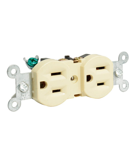 Contacto dúplex tapa marfil base negra 15A 127V Surtek