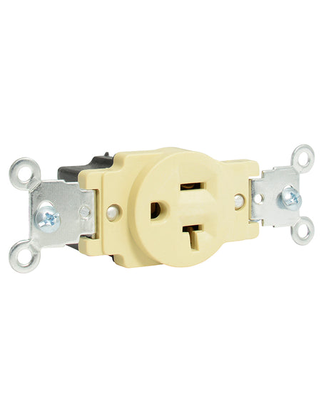 Contacto aterrizado mixto, marfil base negra 20A 127V Surtek