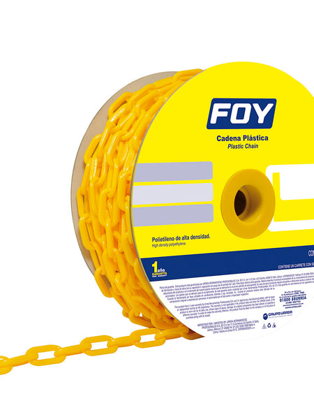 Cadena plástica 6 mm x 1/4" 25 mt 40 kg amarilla Foy