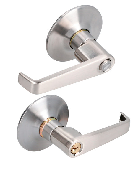 Manija plana tubular, níquel satinado, baño Prolok.