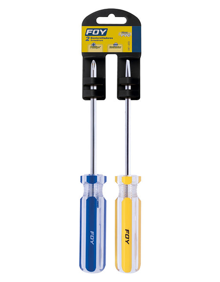 Juego de 2 destornilladores mango PVC 3/16" x 4" Foy