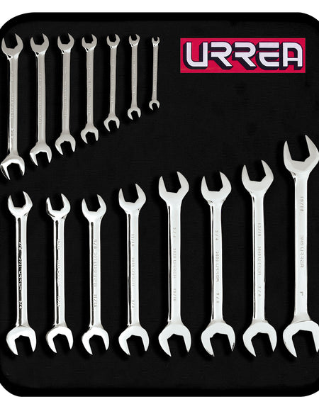 Juego de 15 llaves españolas pulido espejo en pulgadas Urrea