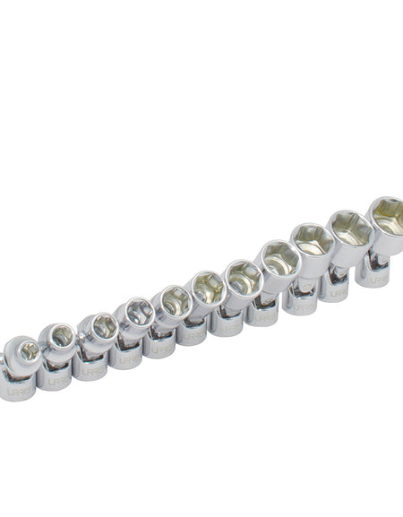 Juego de 13 dados flexibles métricos 1/4"riel Urrea