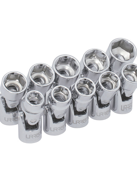 Juego de 10 dados flexibles métricos 3/8"riel Urrea