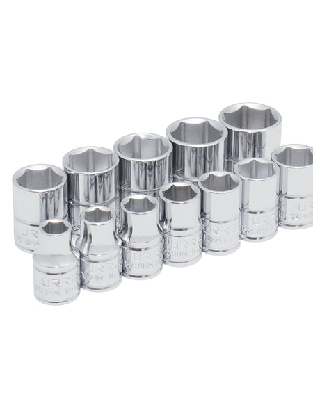 Juego de 12 dados métricos 3/8" 6 puntas Urrea