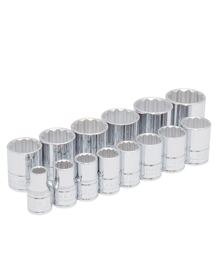 Juego de 14 dados métricos 1/2" en caja plástica Urrea