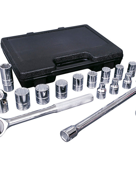 Juego de 17 dados y accesorios en pulgadas 1/2" Urrea