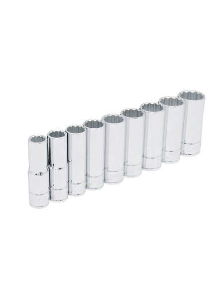 Juego 9 dados largos en pulgadas boca 1/2" 12 puntas Urrea