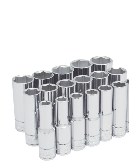 Juego de 18 dados largos métricos 1/2" 6 puntas Urrea