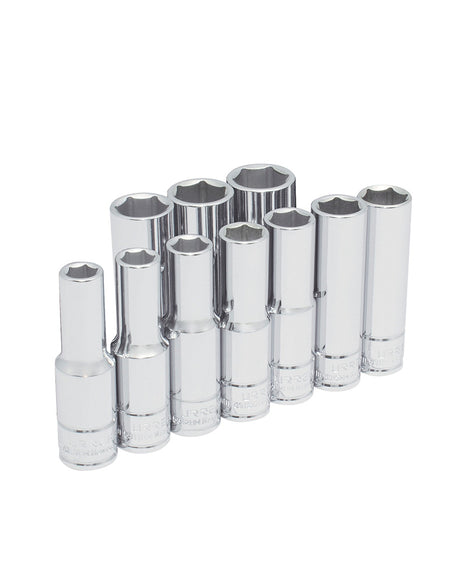 Juego de 10 dados largos metricos boca 1/2" 6 puntas Urrea