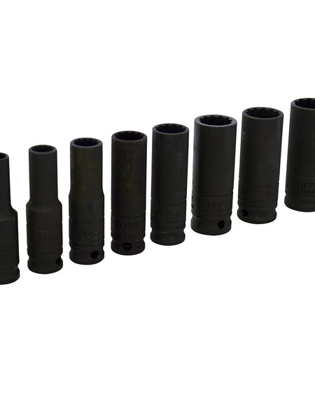 Juego de 8 dados de impacto largos en pulgadas 3/8" Urrea
