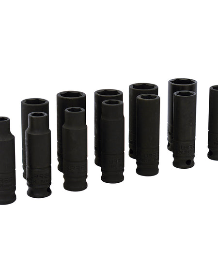 Juego de 11 dados de impacto largos métricos 3/8" Urrea