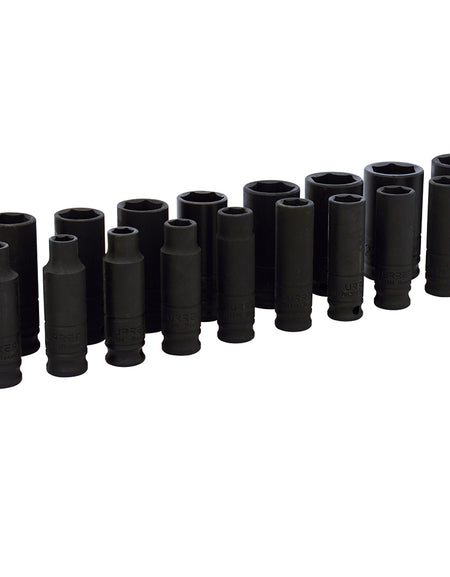 Juego de 17 dados de impacto largos métricos 3/8" Urrea