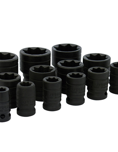 Juego de 13 dados de impacto 1/2" 8 puntas Urrea