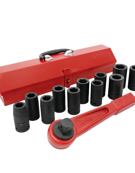 Jgo 13 dados impacto largos métricos y accesorios 3/4" Urrea