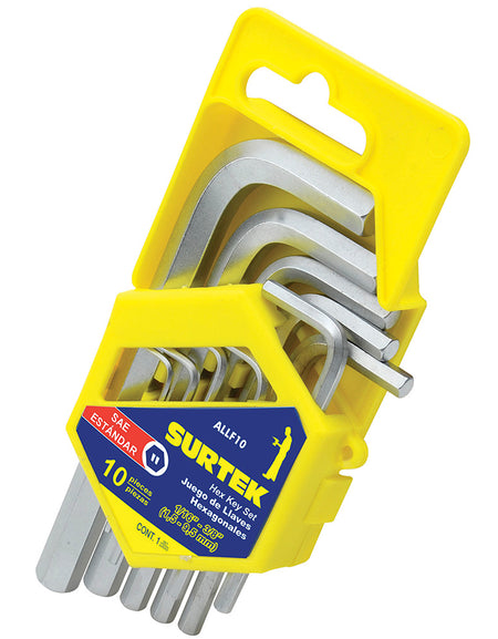 Juego de 10 llaves hexagonales "L" pulgadas en rack Surtek