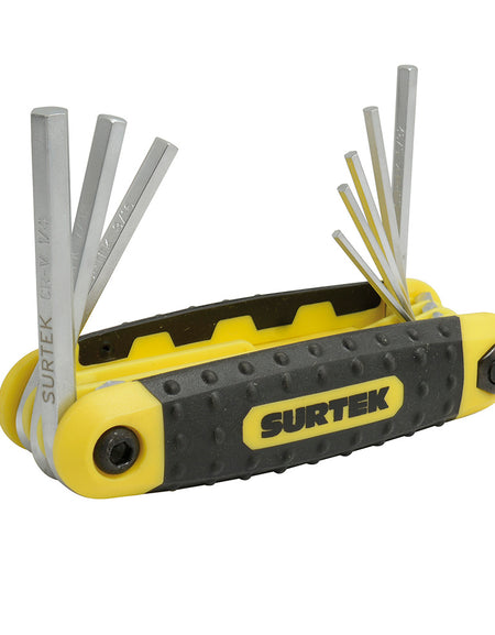 Juego de 8 llaves hexagonales en pulgadas tipo navaja Surtek