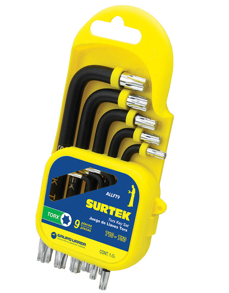 Juego de 9 llaves hexagonales Torx® rack Surtek