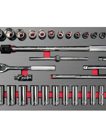 Juego dados y acc 32piezas 1/2" Urrea.