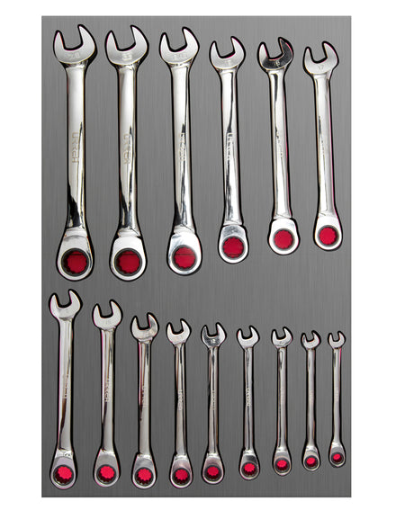 Juego 15 llave combinadas matraca mm Urrea.