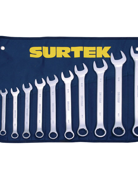 Surtek Juego 11 llaves comb satinadas 12 puntas en pulgadas