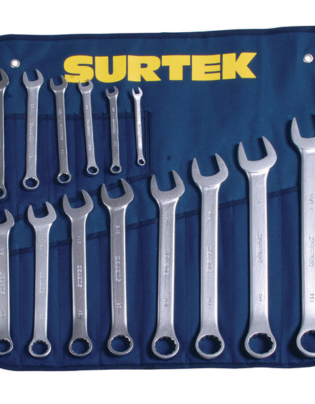 Surtek Juego 14 llaves comb satinadas 12 puntas en pulgadas