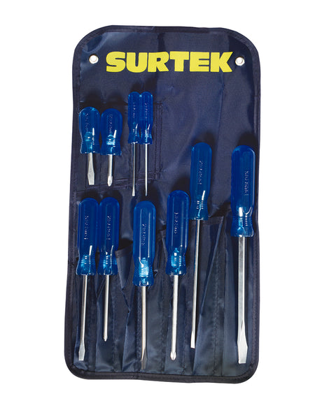 Surtek Juego de 10 destornilladores azules combinado
