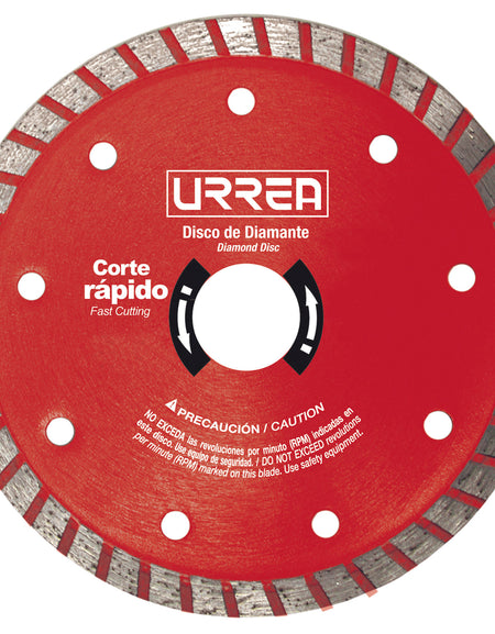 Disco de diamante uso industrial corte turbo 9" Urrea