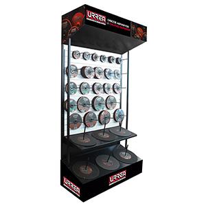 Exhibidor para pared con discos abrasivos