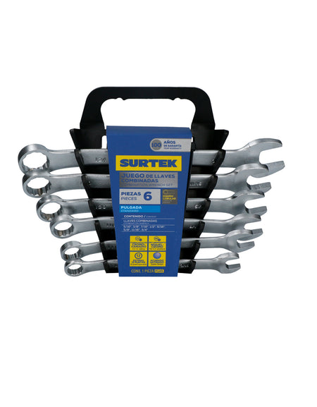 Surtek Juego 6 llaves comb satin. 12 puntas métricas en rack