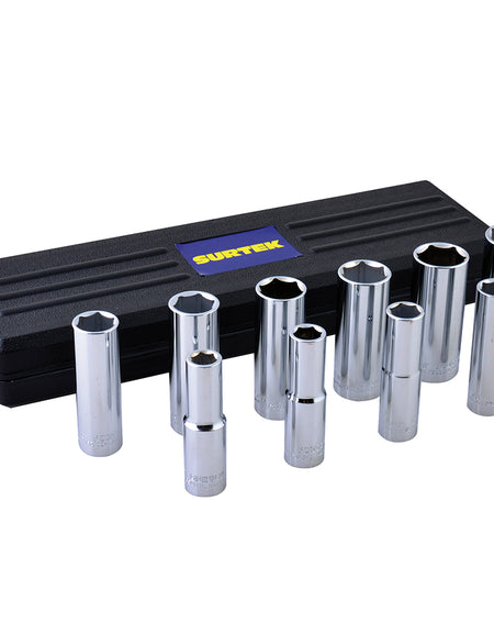 Juego de 10 dados largos en pulgadas 1/2" Surtek