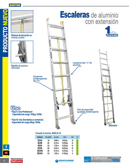 Escalera extension 28 esalones Surtek