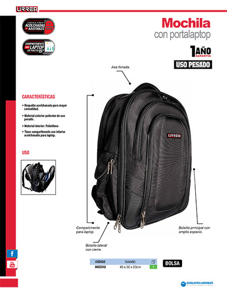 Mochila con portalaptop Urrea Urrea