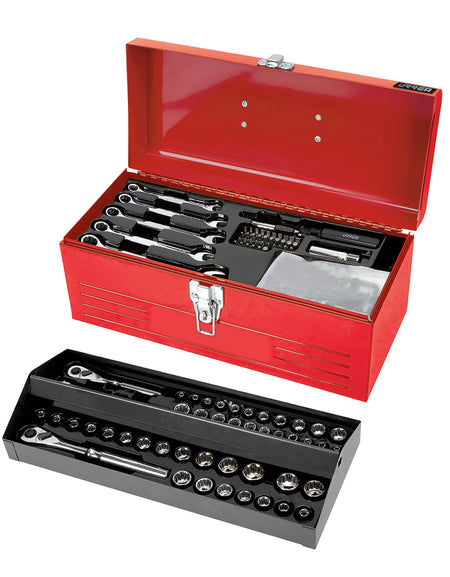 Juego de dados y accesorios en caja metálica 130piezas Urrea