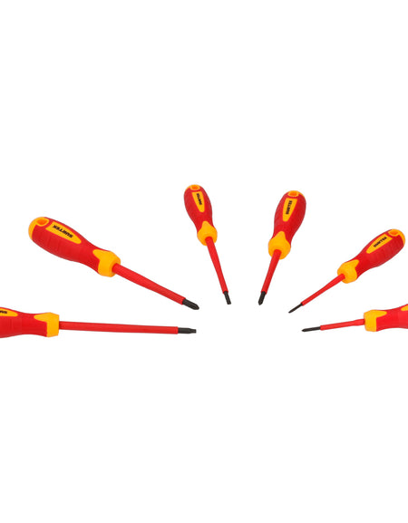 Surtek Juego de 6 destornilladores bimaterial 1000V con Rack plástico