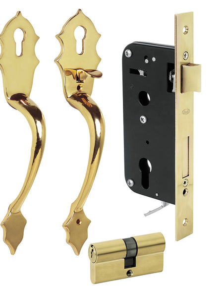 Conjunto Classic llave de puntos latón brillante Lock